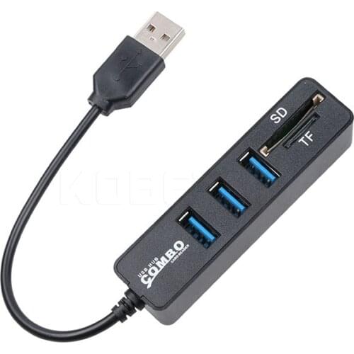 2 In 1 Super Speed USB 2.0 3 Port Splitter HUB TF SD Card Reader LED Display Simple Type Up To 480Mbps For Windows For Mac