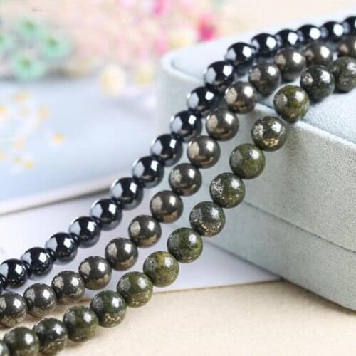 High Quality Natural Pyrite Stone 4/6/8/10/12/14mm Round Shape Necklace Bracelet Jewelry Gem Loose Beads 38cm wk198jd