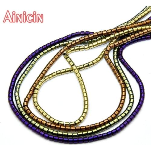 High Quality Gold Green Titanium plating Hematite Beads Cylinder Shape 2x2mm DIY Jewelry Making Spacer Beads 10pcs