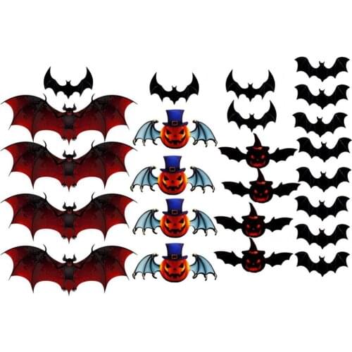Bright Color 2 Set Fashion 3D Bat Shape Halloween Decal Convenient Cartoon Decal Attractive for Gifts