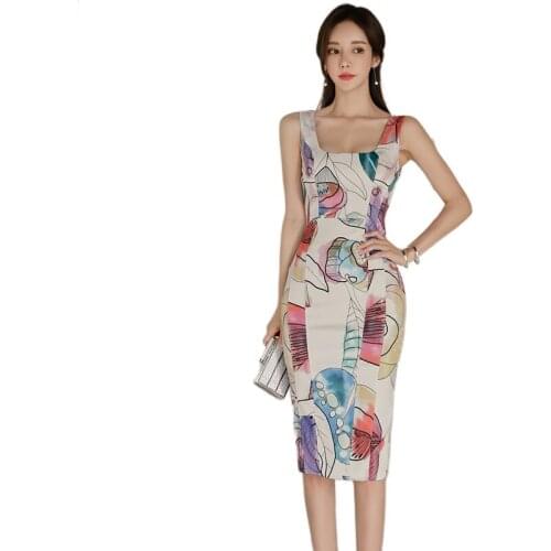 CINESSD elegant flower print Dress For Women Sleeve Square Neck Vestidos Summer FemaleHan polyester Guest Bodycon Dresses