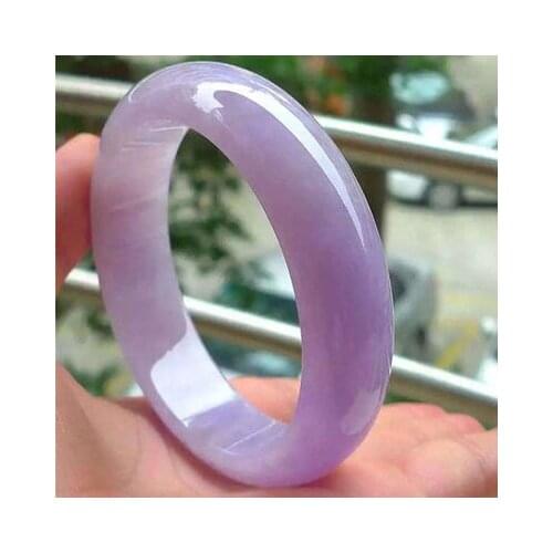 Zheru Jewelry Natural Burmese Jadeite Light Purple 54-64mm Bracelet Elegant Princess Jewelry Best Gift for Mom and Girlfriend