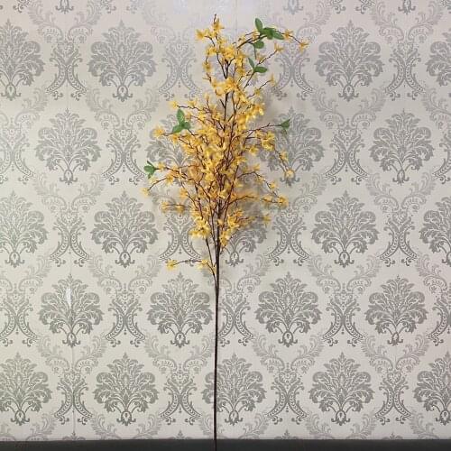 1PC Yellow Artificial Silk Winter Jasmine Hotel Wedding Party Simulation Flower Living Room Decoration Florals