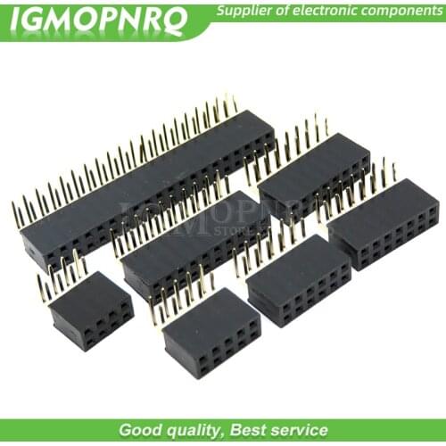 10PCS 2.54mm R/A Double Row Female 2~40P PCB Board Right angle Pin Header socket Connector Pinheader 2*/4/6/10/40Pin For Arduino