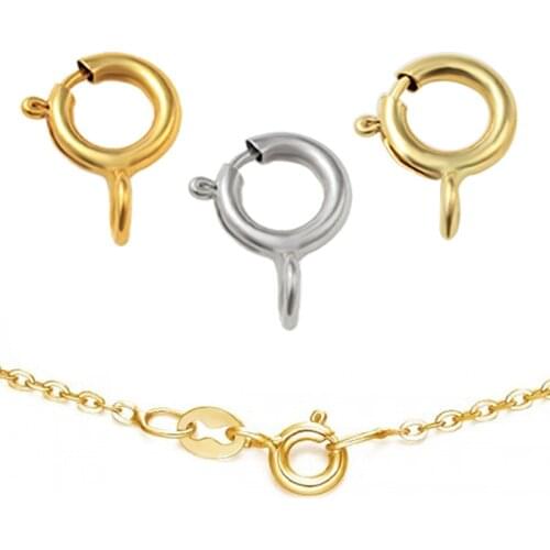 10Pcs 5mm/5.5mm/6mm/7mm Multicolor Round Clavicle Necklace Clasp O-shaped Buckle DIY Jewelry Accessories wb