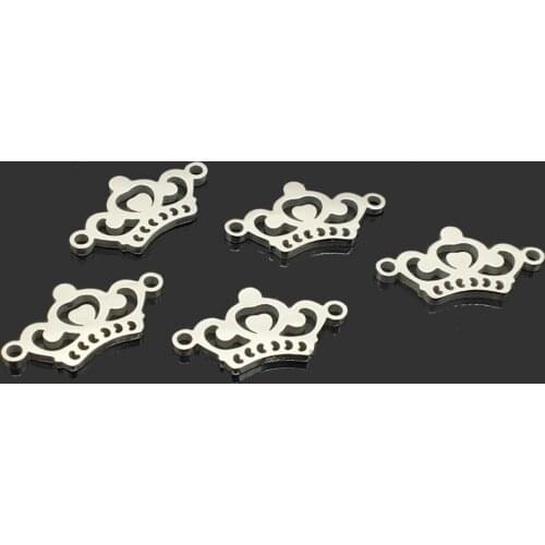 10pcs New Crown Stainless Steel Charm High Polish Stainless Steel Wish Bracelet Necklace Connect Pendant