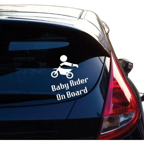 15.3CM*17.8CM Baby Rider On Board Funny Cool Vinyl Car Stiker Decal Black/Silver C10-00129