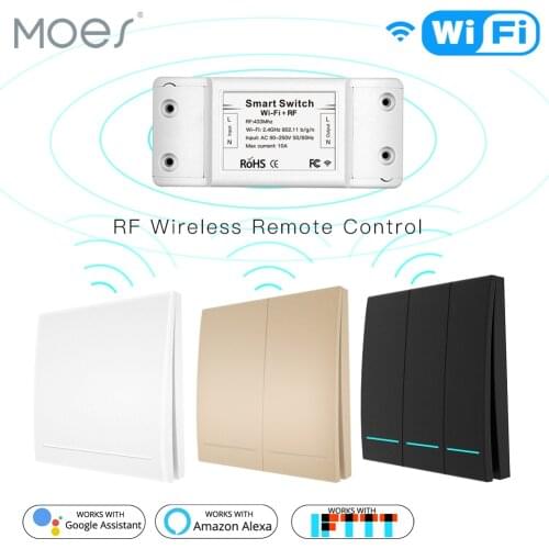 RF433Mhz Wifi Wireless Remote Control Smart Switch,Wall Panel Transmitter ,Smart Life/Tuya APP ,Works with Alexa Google Home