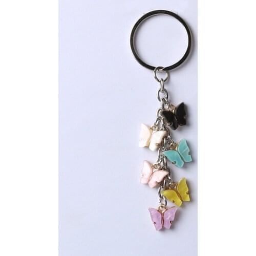 Butterfly Keychain Alloy Butterfly Setting Acrylic Charms Key Ring Lovely DIY Animal Pendant Handmade Jewelry Gifts