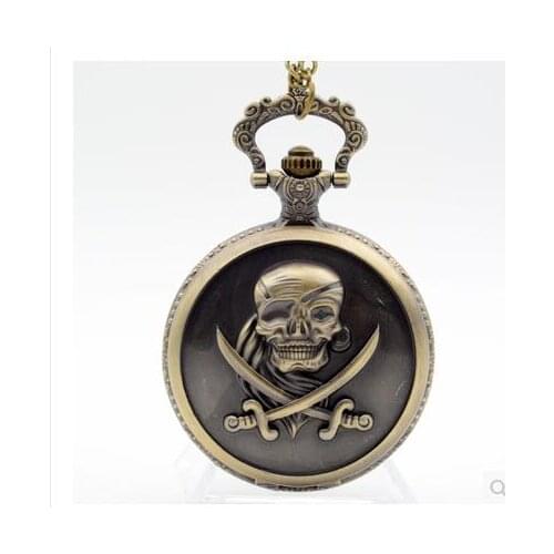 Bronze Quartz Pocket Watch Pirates Of The Caribbean Nostalgic Retro Necklace Chain Gifts Men Women Regarder SDC80