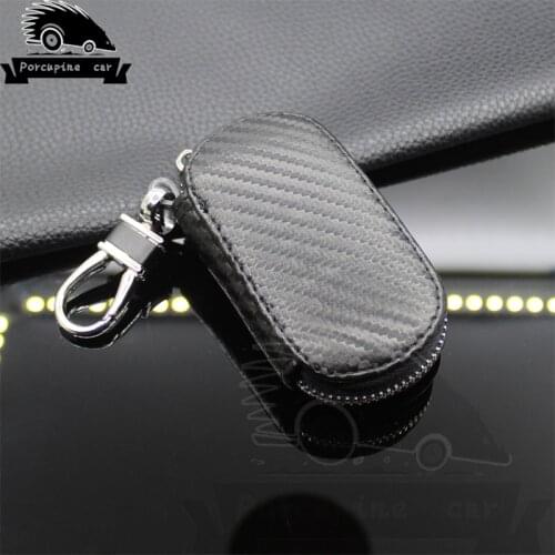 Carbon fiber Leather Car Key Case Key Cover For Volvo Kia Honda BMW Audi Mercedes VW Lexus Mazda Nissan Chevrolet car-styling