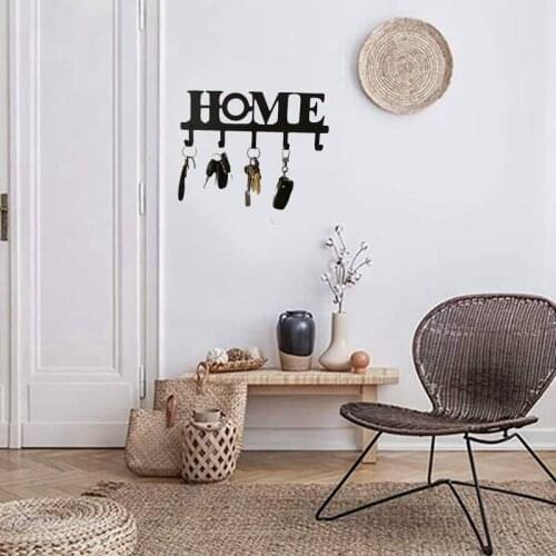 Key Holder for Wall Mount HOME 5-Hook Rack Decor Metal Hanger for Front Door Kitchen Store House Vehicle Keys