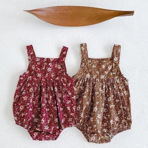 Printing Flower 2021 Infant Baby Girls Cotton Soft Sleeveless Leaves Toddler Autumn Printed Cute Toddler Baby Clothes