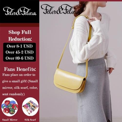 FELIX & FELICIA Fashion Shoulder Handbags For Women High Quality Crossbody Ladies Genuine Leather Retro Designer Flap Tote Bag