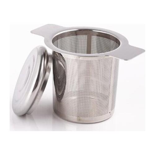 Lid Tea and Coffee Filters Fine Mesh Tea Strainer Reusable Stainless Steel Tea Infusers Basket with 2 Handles