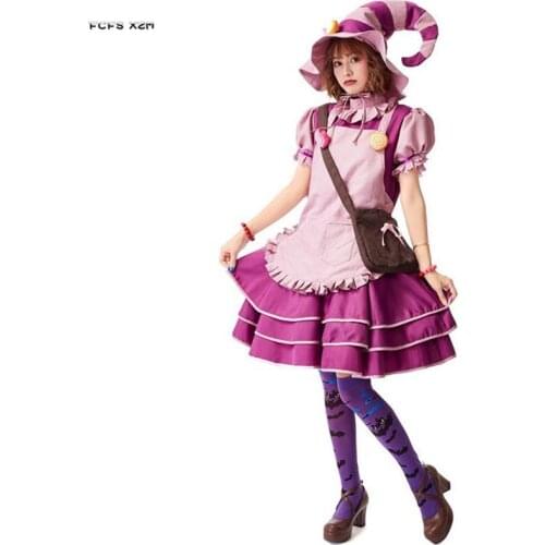 Purple Gothic Women Candy Witch Cosplay Female Halloween Sorceress Costumes Carnival Purim Nightclub Bar Role play party dress
