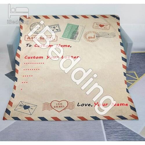 Custom Message Letter Premium Fleece Throw Blanket Warm Flannel Blankets Customized Print on Demand Dropshipping Christmas Gift