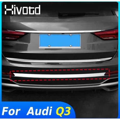 Hivotd For Audi Q3 Rear Bumper Decoration Strip Chrome Trunk Cover Trim Modification Exterior Accessories Car Styling 2020 2019