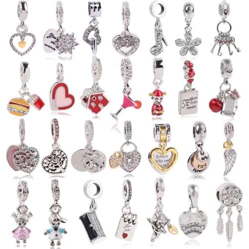 Jewoey Shion 2pc High Quality Fashion Love Heart Pendants Charms Fit Brand Bracelets For Women DIY Jewelry Accessories Making