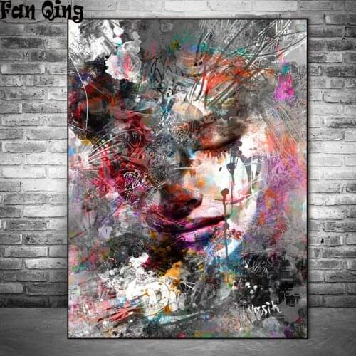 Full square/round diamond painting abstract girl 5d diy diamond painting colorful lady mosaic rhinestone picture room decoration