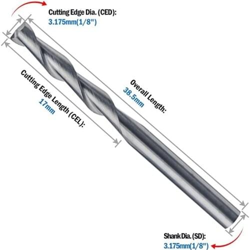 1/8\\\\\\\" End Mills 17mm Handle Router Drill Bit Cutting Tool Groove-shaped