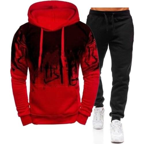 Men clothes Hoodies Sweatshirt + Sweatpants Suits Men and Women Hip Hop Harajuku Street Fashion Printing Two-piece Suit