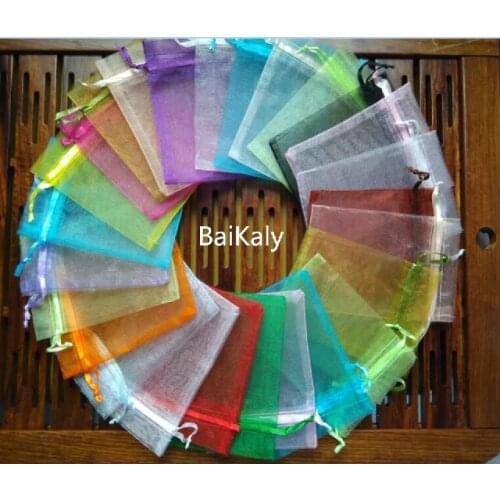 Pouches 100pcs 13x18cm Drawable Drawstring Organza bag Wedding Christmas Gift Bags Jewelry Packaging & Display Organza bags