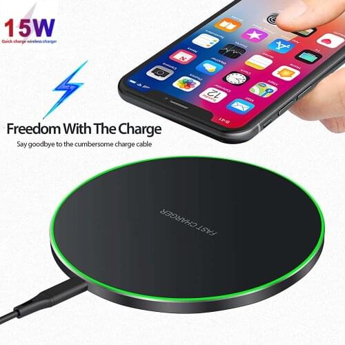 15W Wireless Charger for iPhone 12 Xs Max X XR 8 Plus Fast Charging Pad for Samsung Note 9 S20 Xiaomi Redmi