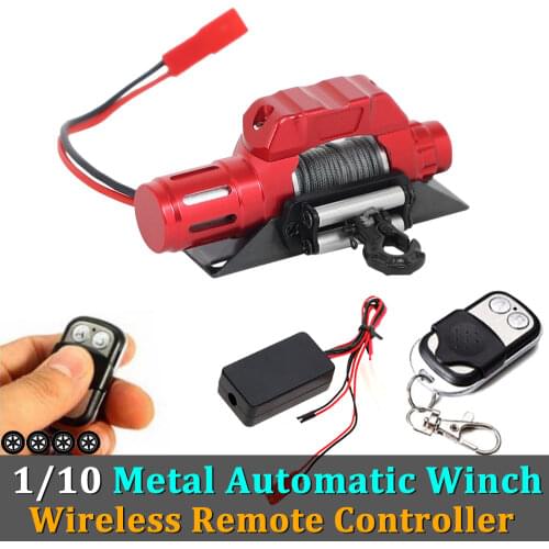 Metal RC Automatic Simulated Winch Wireless Remote Controller System for 1/10 RC Crawler Car Axial SCX10 Traxxas TRX4 D90 D110