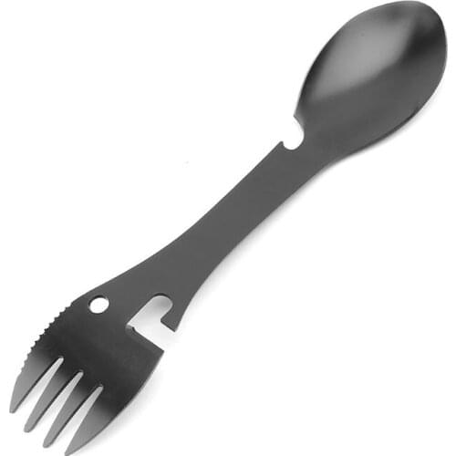 Multifunctional Camping Cookware Spoon Fork Bottle Opener Outdoor Survival Tool