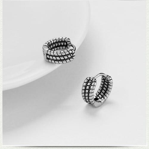 1 PCS Punk Rock Style Fashion Stainless Steel Ear Rings Snakeskin pattern Surgical Steel Earrings For Men Pop Style Piercing