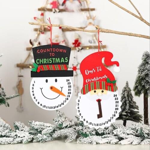 Countdown Wall Calendar Cartoon Santa Snowman Wall Calendar Textured Printing Calendars Christmas Ornaments Christmas Decor