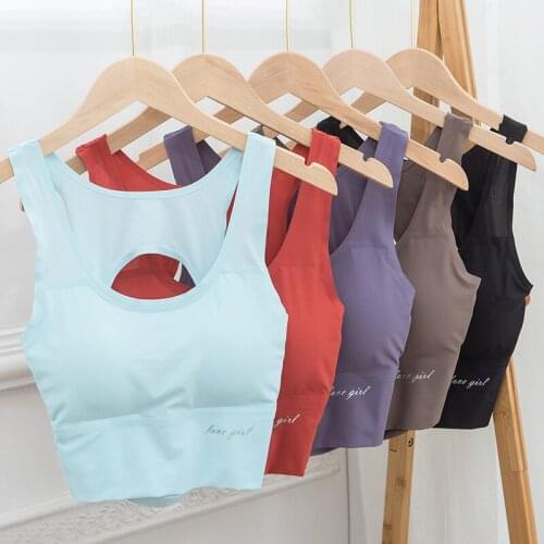 2021 New Ice Silk Underwear Womens Cotton Underwear Tube Top Sexy Solid Soft Top Womens Sports Tank Up Female Lingerie Tops