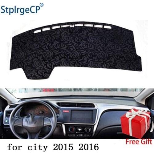 Latest Rose Pattern Non-slip Car Dashboard Cover Dash Mat Pad DashMat ANti-UV Car Sticker for Honda city 2015-2018 Car Styling