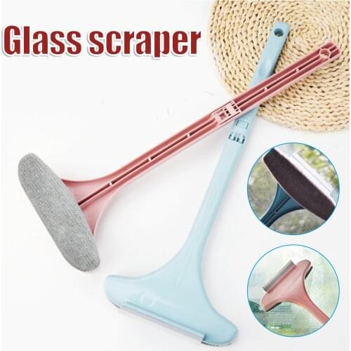Window Cleaner with Scraper & Flannelette Brush Multifunctional Screen Window Cleaning Tool with Detachable Long Handle Hot