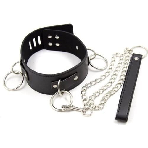 Bdsm Collar Leather And Iron Chain Link bdsm Sex Collars Women Bondage Collar Sex Toys For Women Adults Sex Restraints sex toys