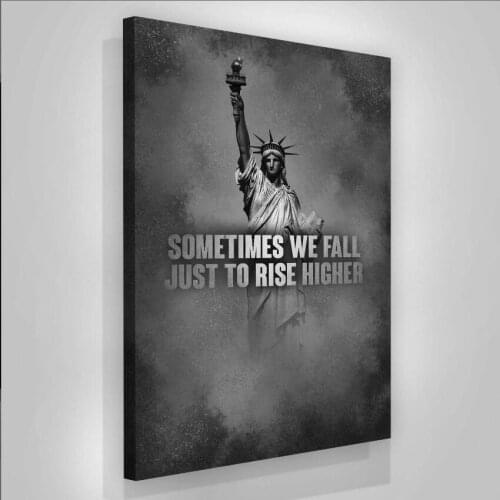 Success Words Quotes Prints Art Wall Statue of Liberty Posters Black and Gray Painting Pictures Home Decor Living Room Bedroom