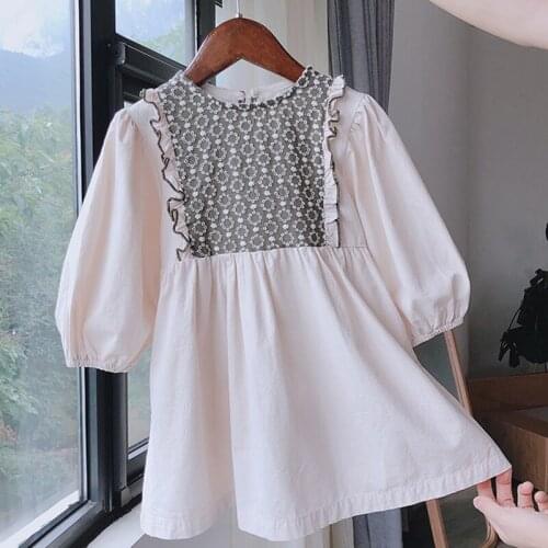 Girls' Dresses 2020 Autumn New Children Baby Kids Clothing Korean Japanese Stitching Flowers Loose Fashionable Dress For Girls