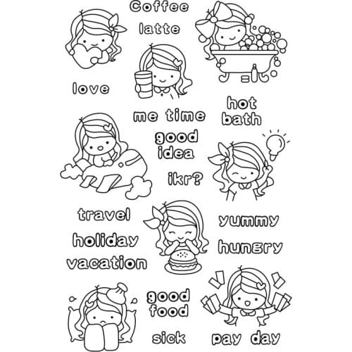 Girl and boy Transparent Clear stamps and metal cutting dies