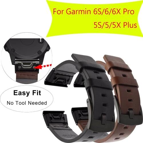Genuine Leather Watch band Strap For Garmin Fenix 5S 5X 5 Plus 6 6X 6S Pro S60 3 HR Sport Watch Band Quick Release Accessories