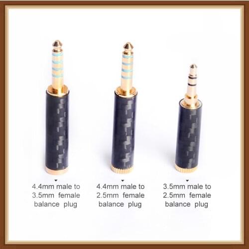 OKCSC Earphone Plug 4.4mm/3.5mm/2.5mm Male Adapter to 2.5mm/3.5mm Female Balanced Carbon Fiber Headphone DIY Accessory for SONY