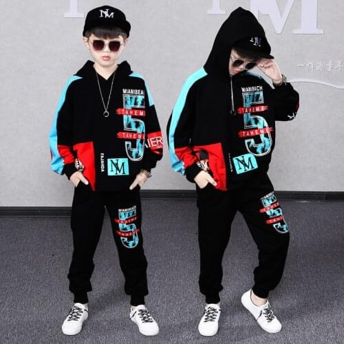 Kids Clothing Hip hop Casual Boys Cartoon Sports Hoodies Pants 2pcs/Set Outfits Kids Clothes Suit Tracksuits 6 8 10 12 14 Yrs