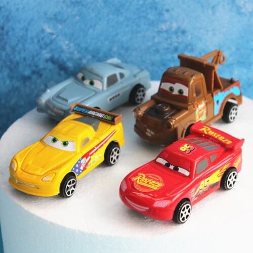 McQueen Cake Decoration 4pcs/set Cartoon Car Kids Happy Birthday Party Cake Decorating Supplies Baby Shower Wedding Cake Topper
