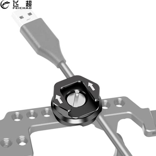 FEICHAO Universal 1/4 Screw Type-C Microphone Cable Lock Clip Clamp SLR Camera Cage Cable Clamp Cold Shoe Mount for 2-5mm Cables