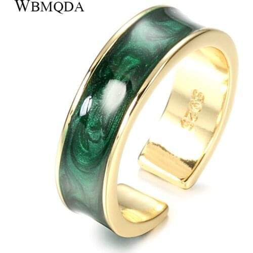 Wbmqda Luxury Green Enamel Ring For Women Fashion Gold Color Original Western Style Ring Elegant Jewelry Gifts