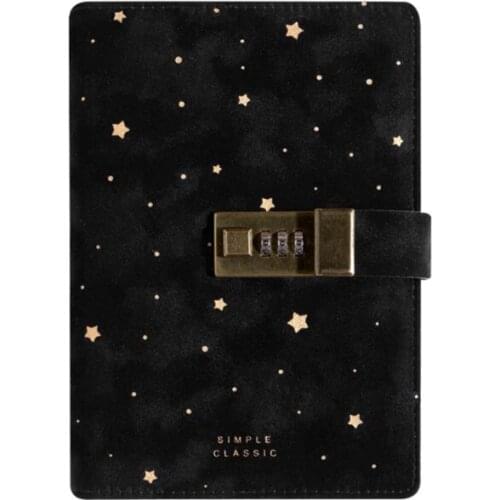 B6 Suede Travel Notebook w/ Combination Lock Password Star Agenda Diary Journal U4LD