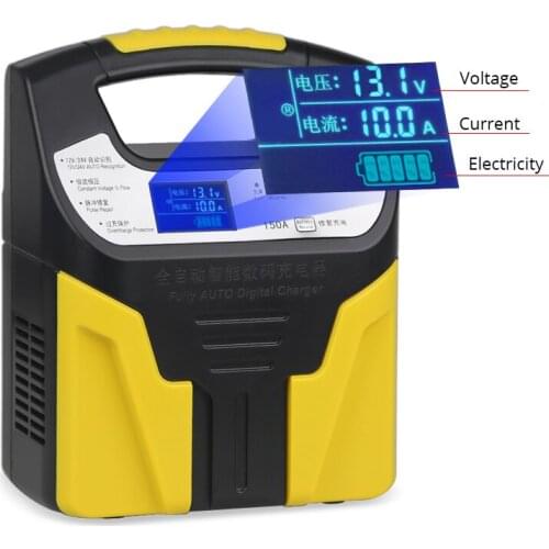 3A 6A 10A 2Ah-200Ah 24V 12V Fast Car Battery Charger Smart Truck Motorcycle LCD Display Lead Acid Repair Battery Power Charging