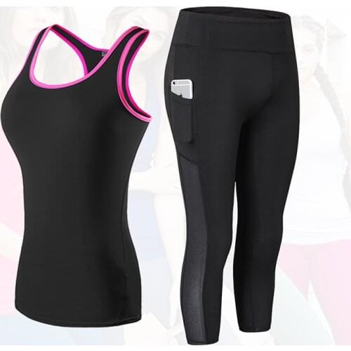Women Fitness clothing Sports T-shirt Leggings 2 Piece Sets Breathable Yoga Set Sportswear Running workout clothes for women