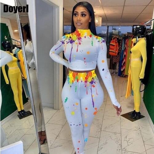 Print Long Sleeve Tracksuit Women 2 Piece Set Fashion Suit 2020 Crop Top Women Pants Set Autumn Two Piece Outfits Matching Sets