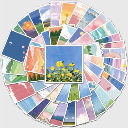 10/50pcs INS Landscape Oil Painting Stickers Vsco Vinyl Aesthetic Stickers for Water Bottles Waterproof Sticker for Kids Girl